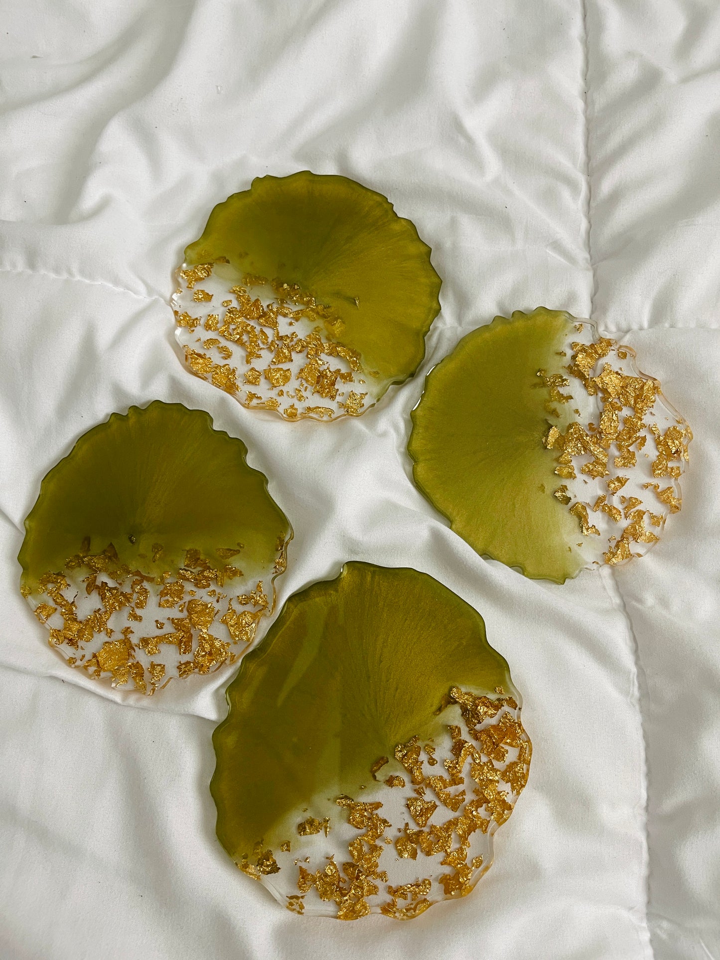 olive + gold coaster set - 4 coasters